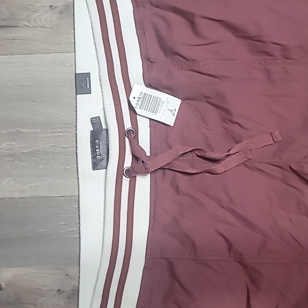 torrid Wine Jogger Pants with Striped Rib Cuffs - Picture 3 of 6